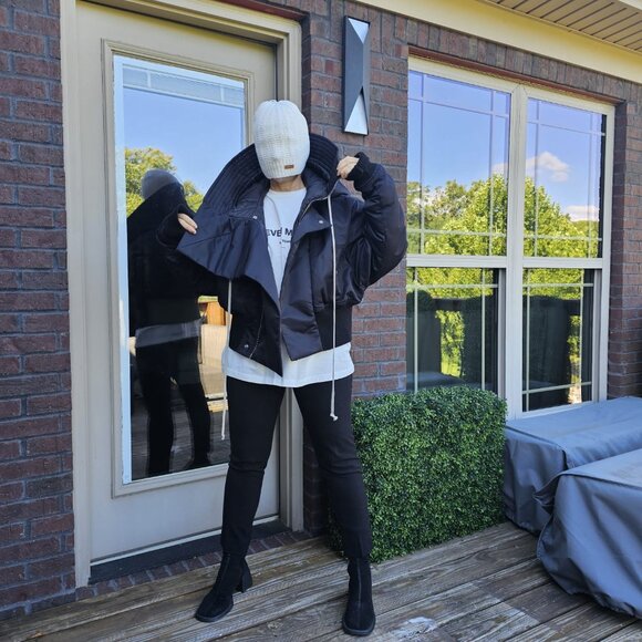 Rick Owens Black Futuristic Hooded Jacket Cropped Alice Parka M, L, XL - Picture 1 of 16